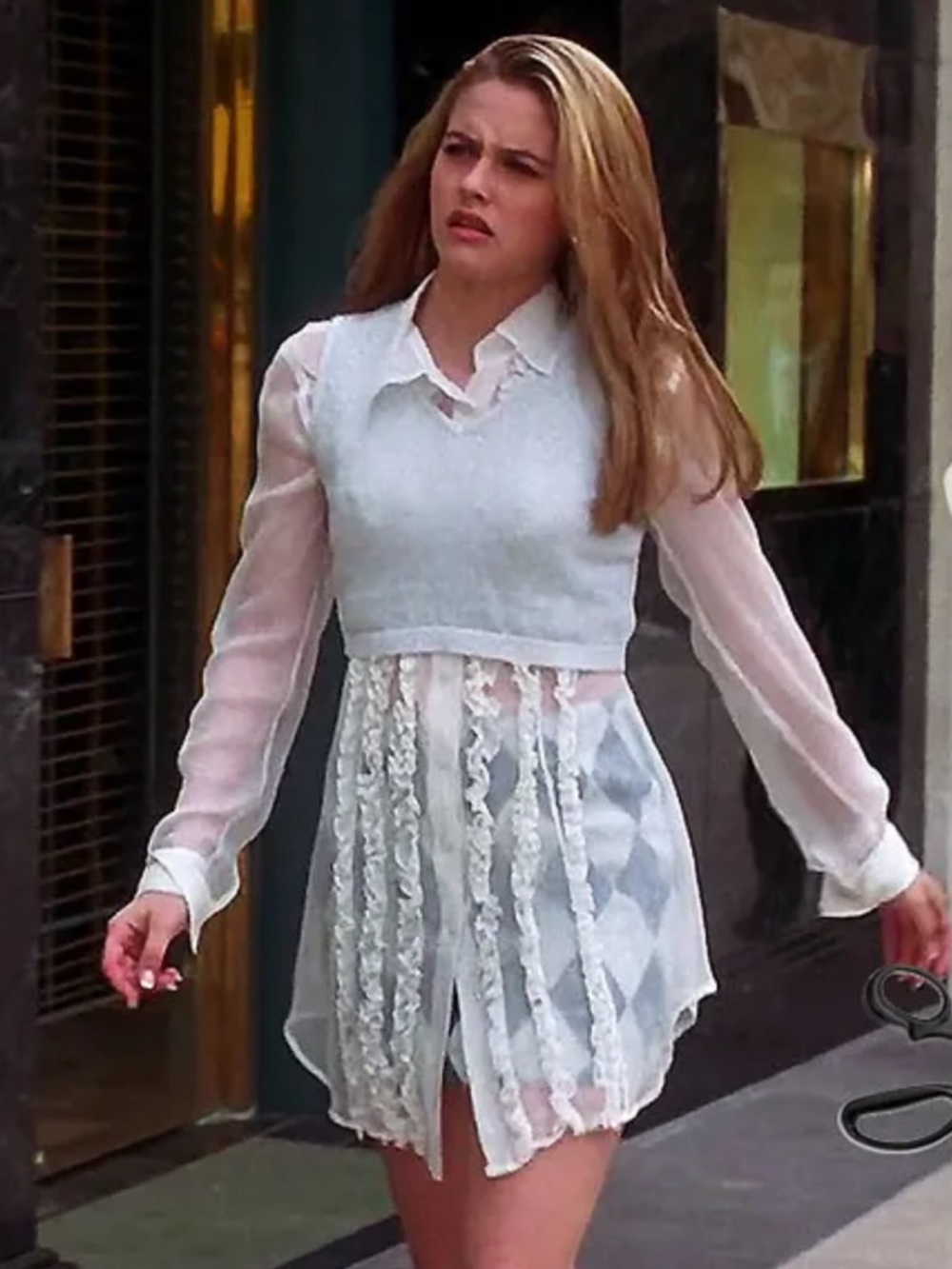 Sleeveless Argyle V-Neck Sweater Vest - Light blue,black,white - Picture 6 of 6